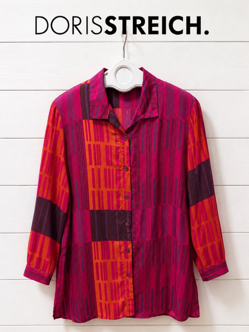 Doris Streich Abstract Print Cupro Blouse Size 44